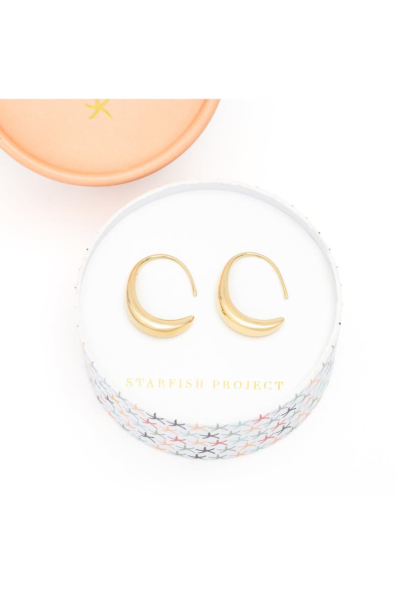 Crescent Moon Thread Drop Earrings in Gold, Alternate, color, Gold