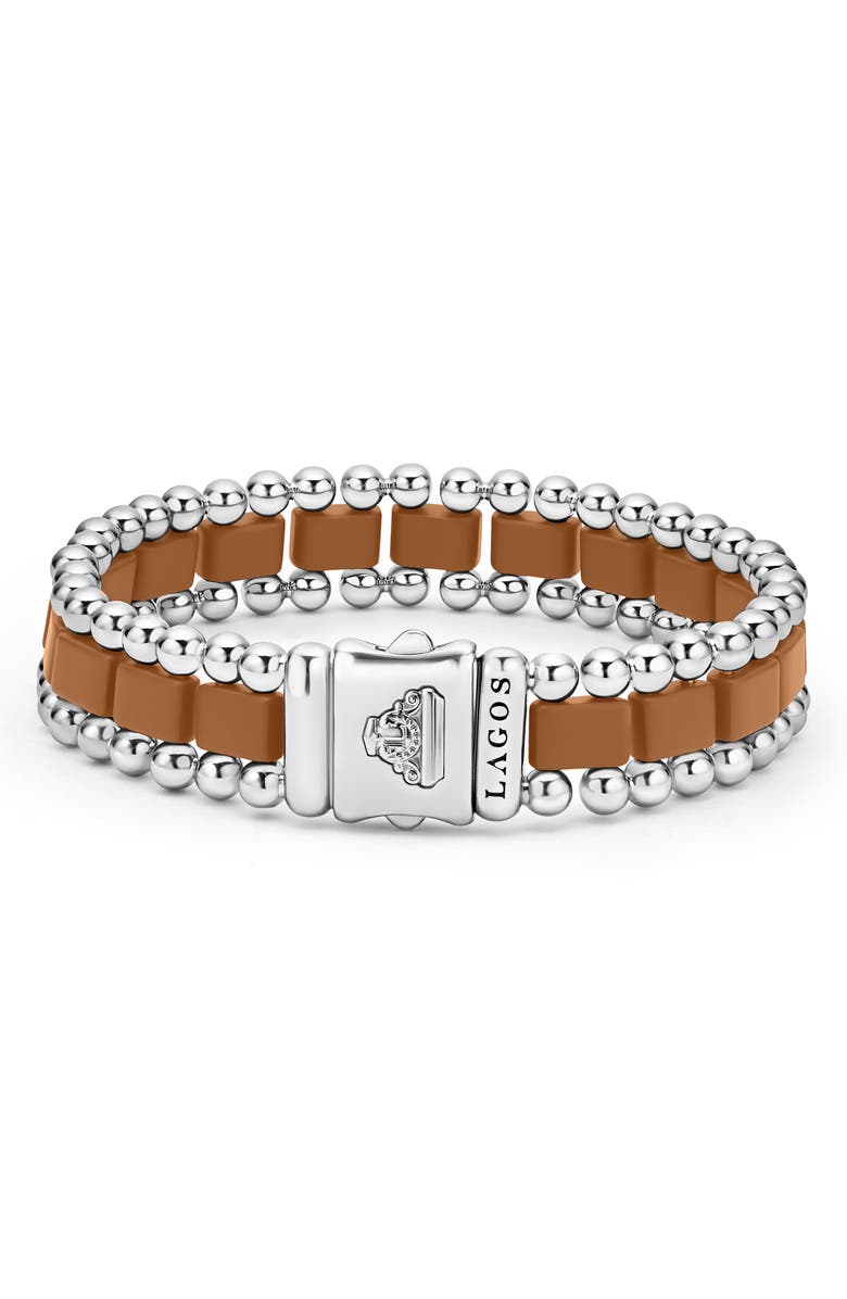 LAGOS Men's Anthem Ceramic Link Bracelet, Alternate, color, Tan