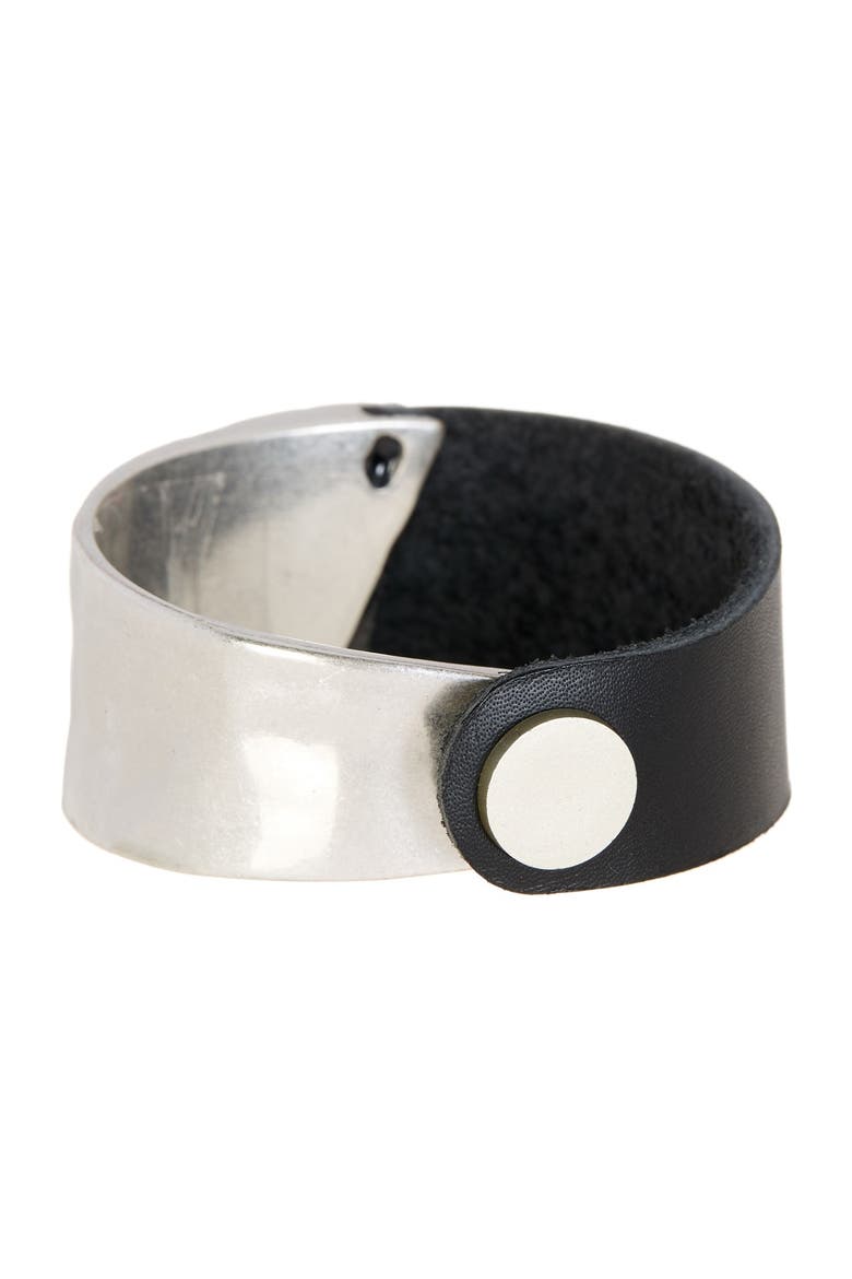 Black & Silver Wild Ways Leather Bracelet, Alternate, color, black