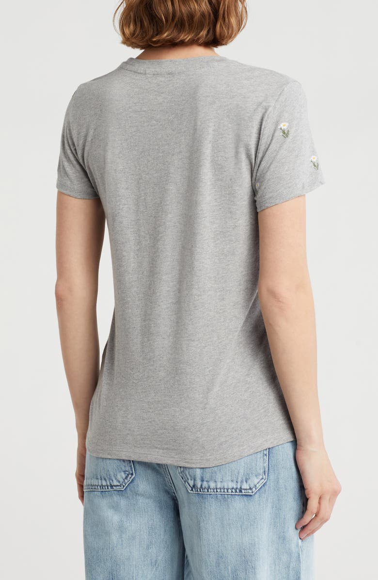 Lucky Brand Flower Embroidered Cotton T-Shirt, Alternate, color, 