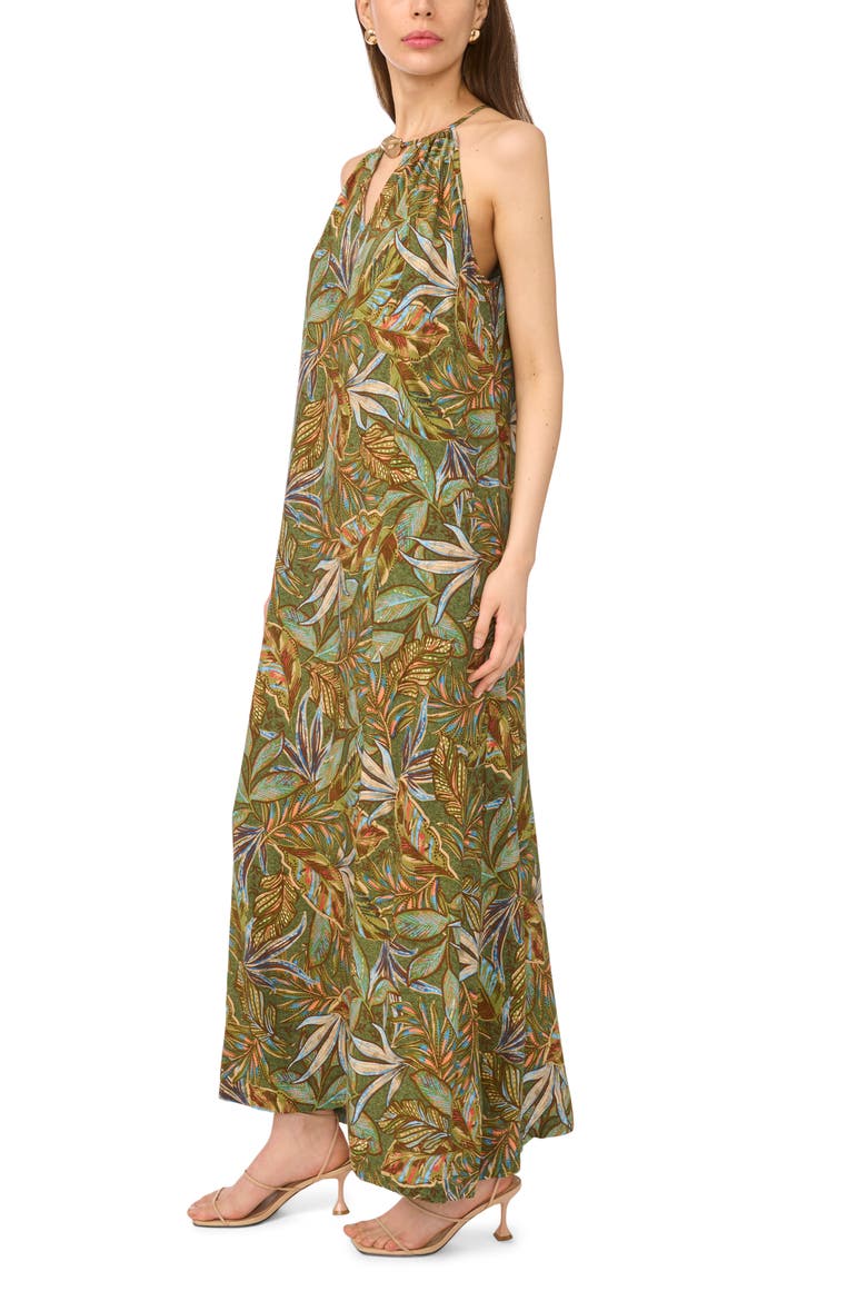 Flowy High Neck Maxi Dress, Alternate, color, CLOVER