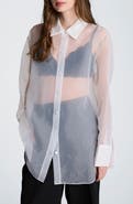 Kenneth Cole Sheer Oversize Button-Up Shirt