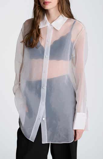 Kenneth Cole Sheer Oversize Button-Up Shirt