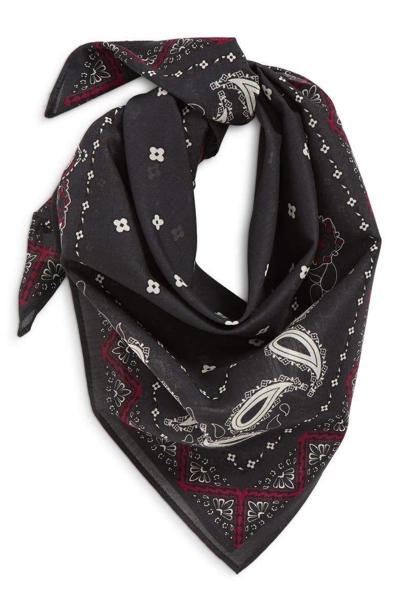 Open Edit Square Cotton Bandana, Main, color, Black Paisley