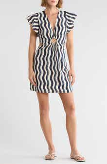 Wave Stripe Cutout Cover-Up Dress