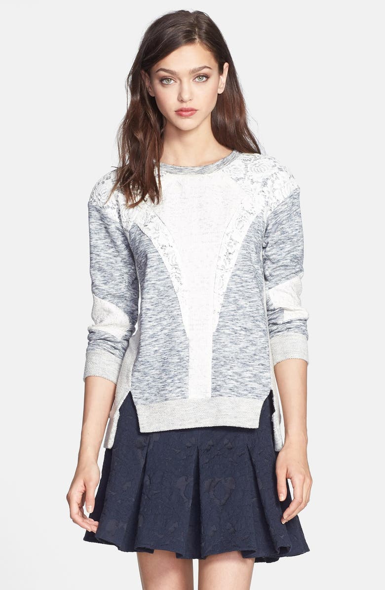 Rebecca Taylor Lace Insert Sweatshirt, Main, color,