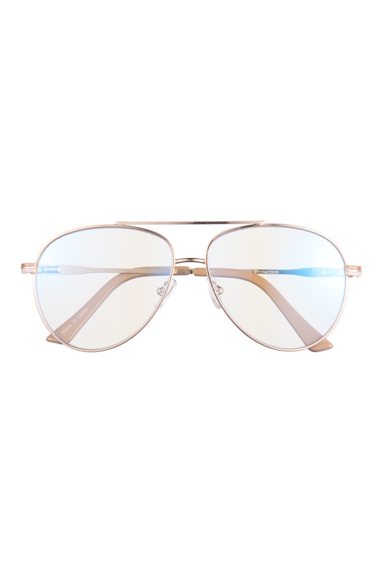 Aviator Blue Light Blocking Glasses, Main, color, GOLD