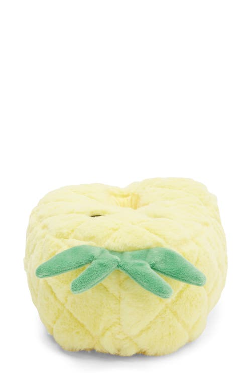 Rainbow Daze Pineapple Faux Fur Slipper In Yellow