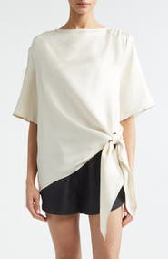 LOULOU DE SAISON Mano Knotted Hem Silk Top