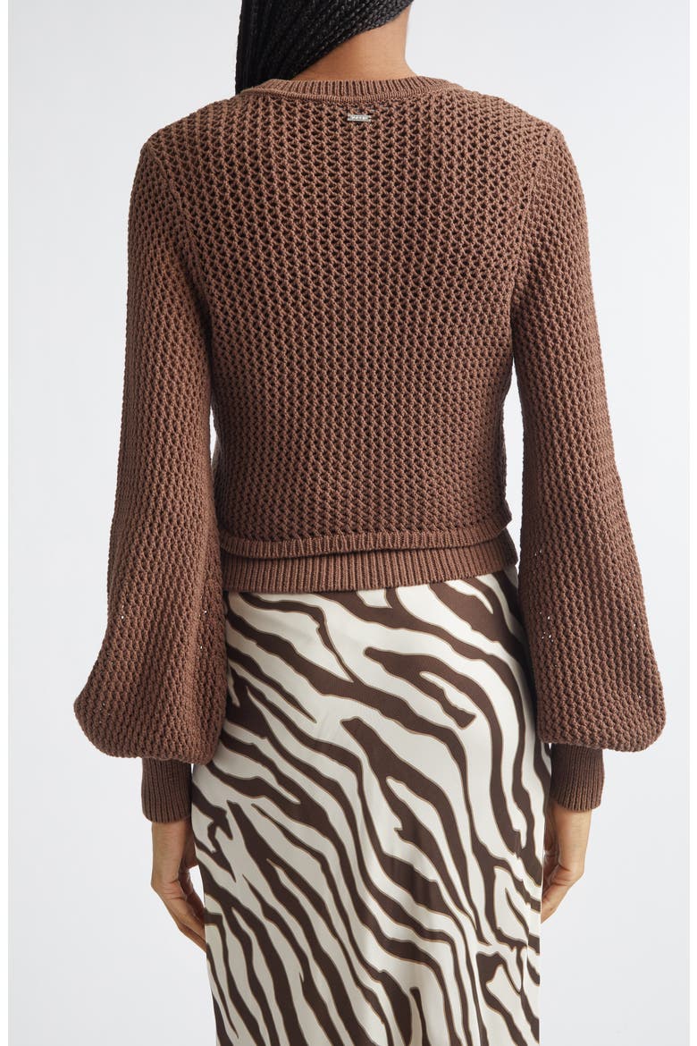 Tori Blouson Sleeve Cardigan, Alternate, color, COCOA