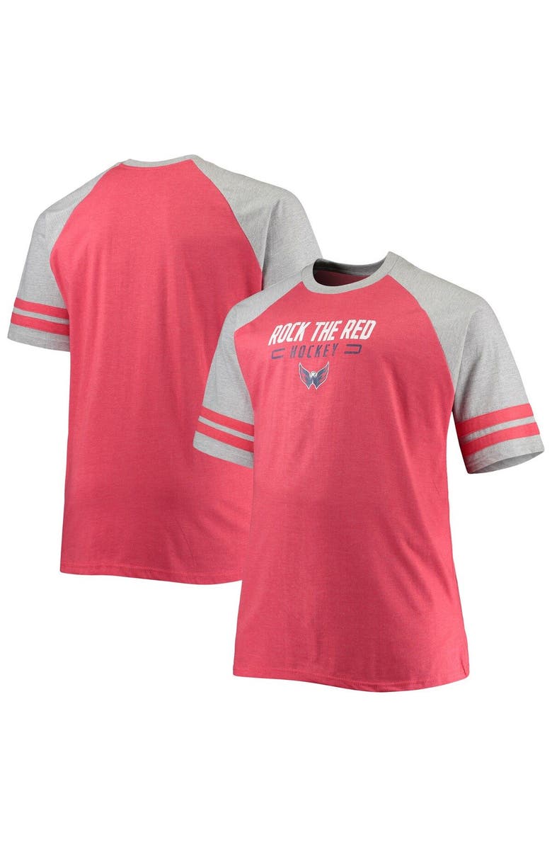 PROFILE Men's Heathered Red Washington Capitals Big & Tall Raglan T-Shirt, Main, color, 