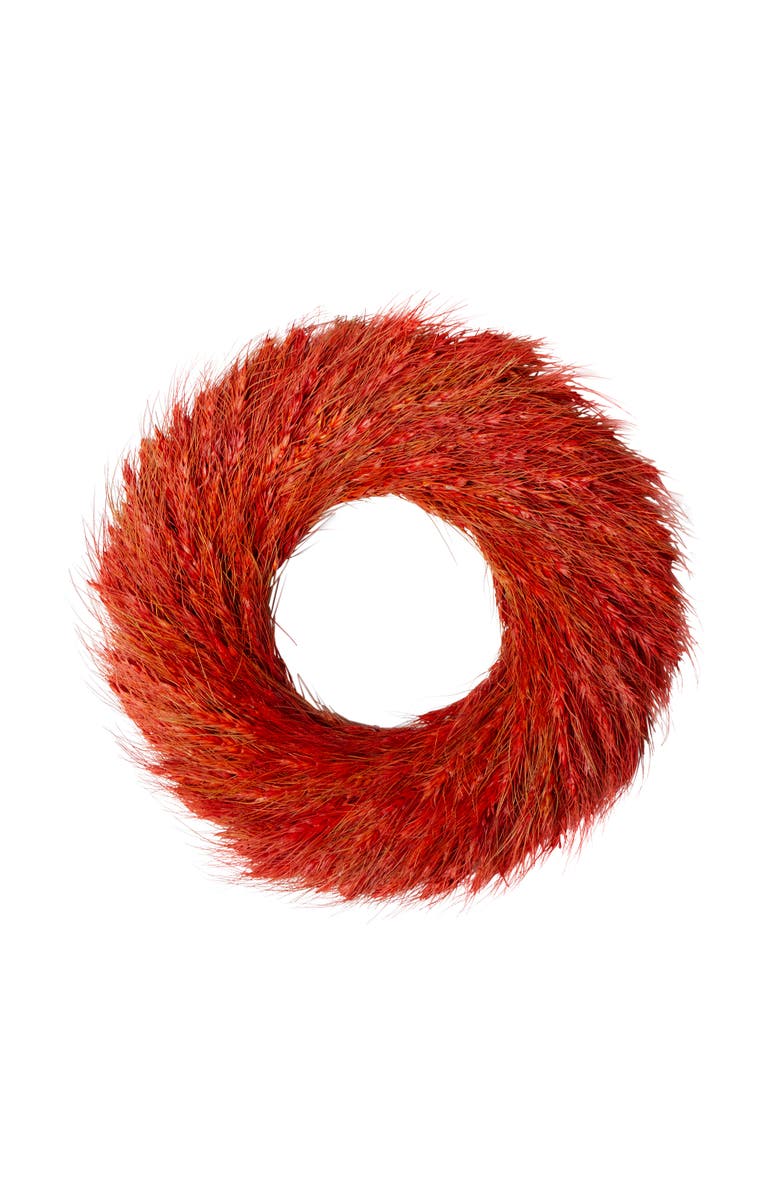 Northlight Wheat Stalks and Ears Artificial Fall Harvest Wreath - 12" - Orange, Main, color, Red