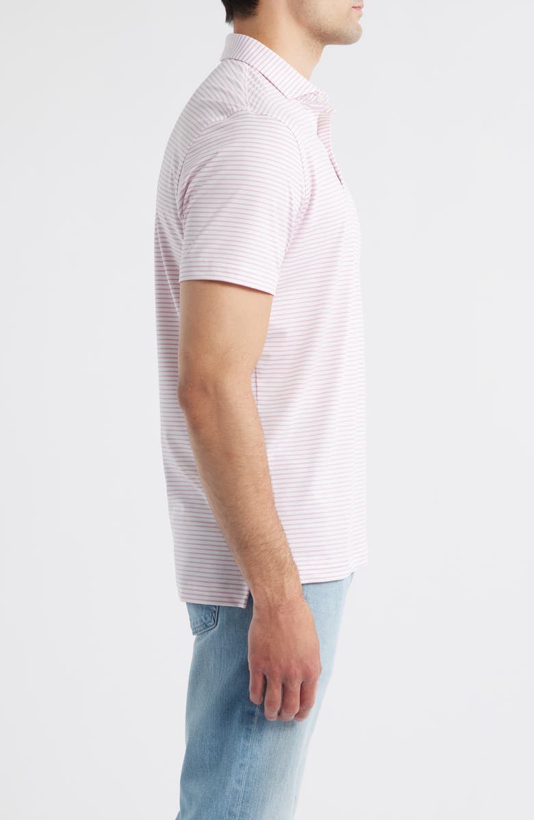 johnnie-O Michael Stripe Performance Golf Polo, Alternate, color, White/ Azalea