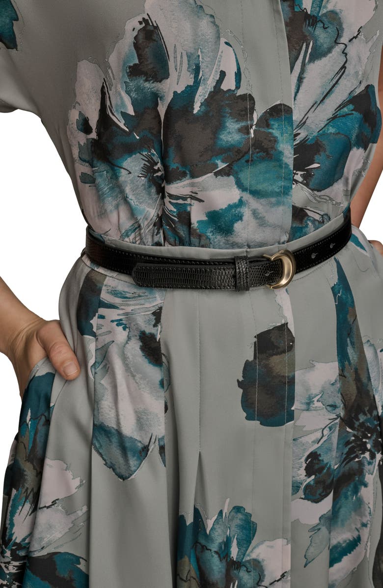 Donna Karan New York Belted Floral Print Shirtdress, Alternate, color, Weatherd Sage