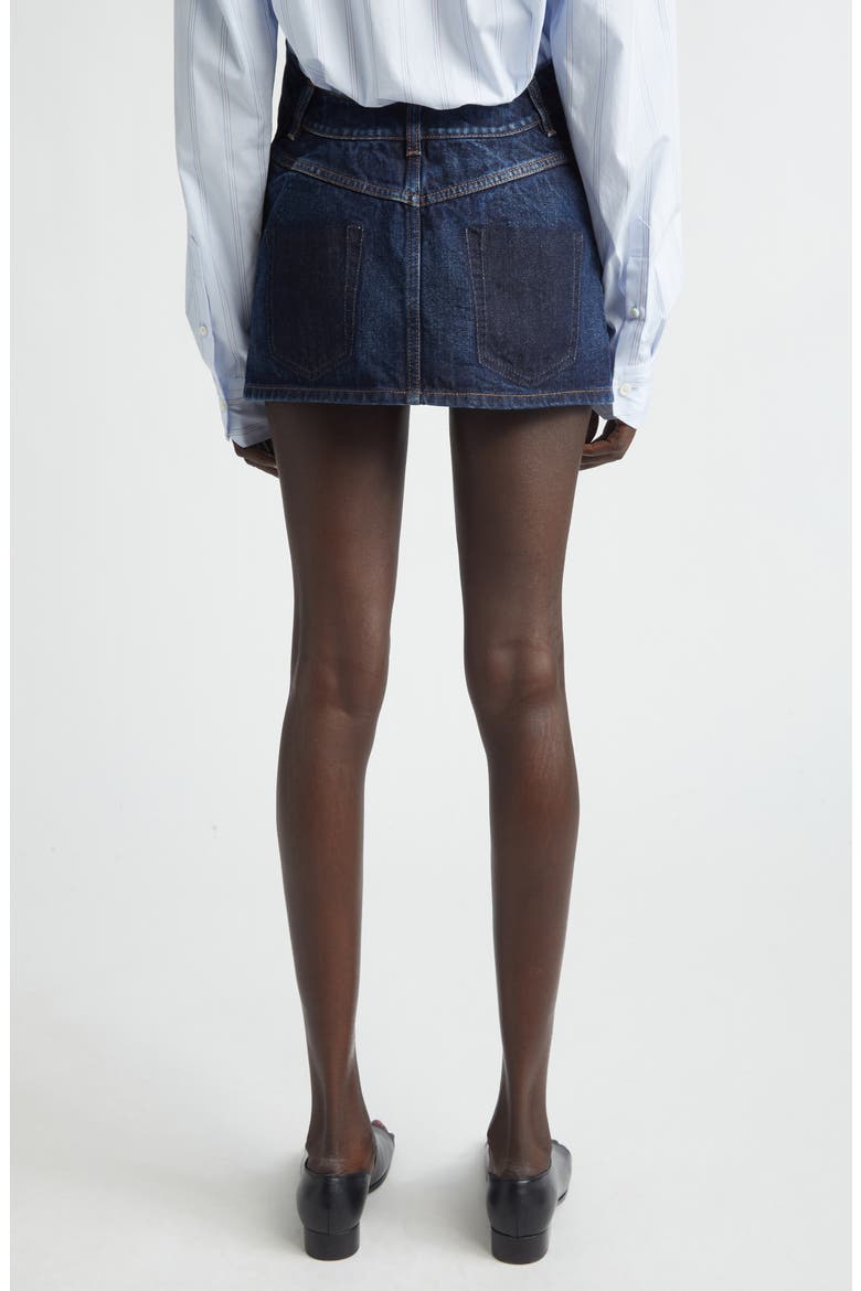Curvy Waistband Denim Miniskirt, Alternate, color, INDIGO