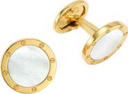 Jan Leslie Rivet Etch Gemstone 18 Karat Gold Cufflinks