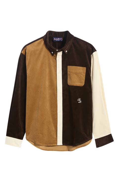 Relaxed Franklin Colorblock Stretch Corduroy Button-Down Shirt