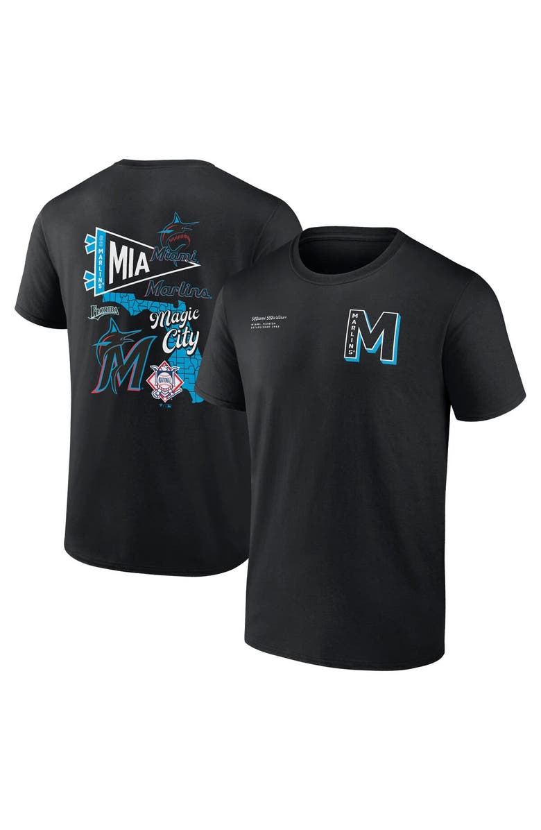 FANATICS Men's Fanatics Black Miami Marlins Split Zone T-Shirt, Main, color, 