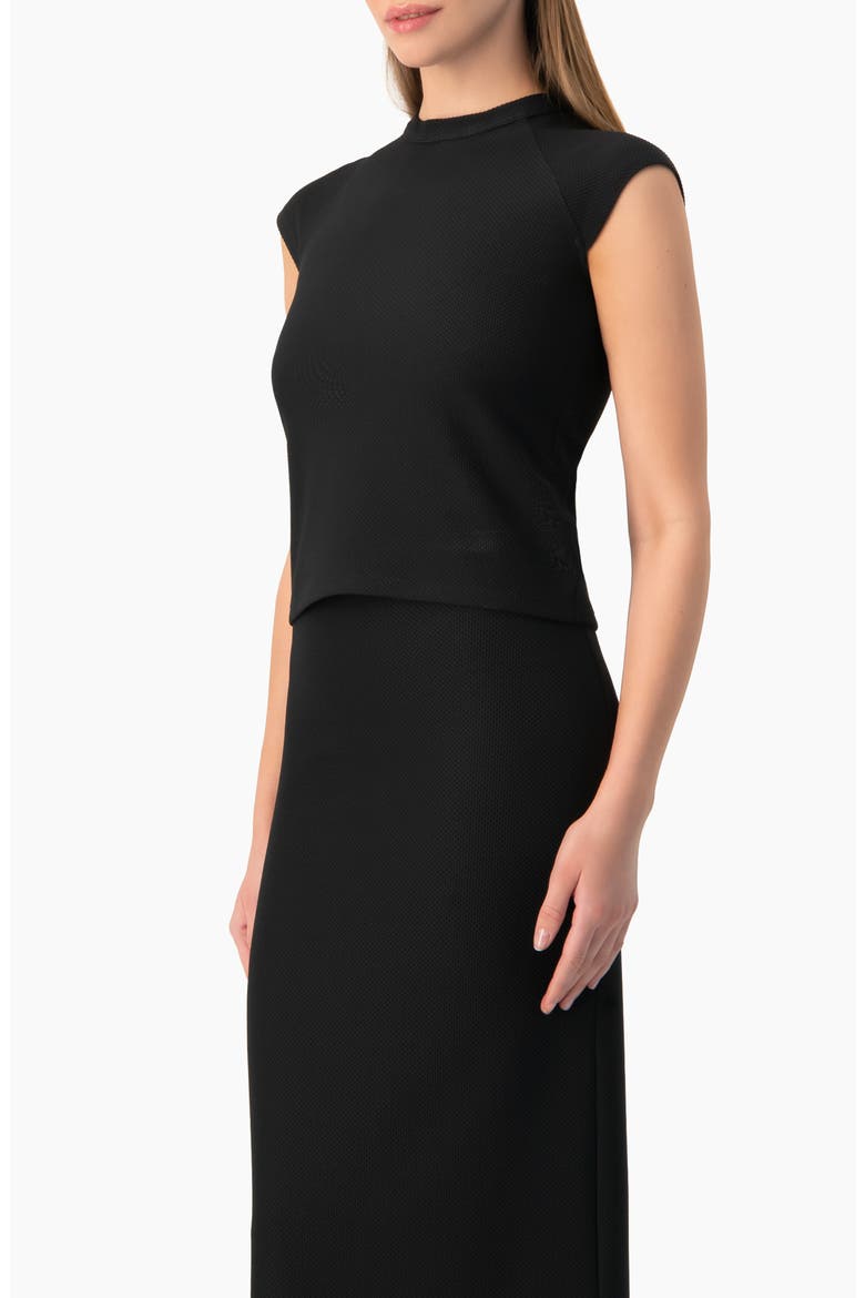 Stretch Knit Mock-Neck Sleeveless Fitted Top, Alternate, color, Black