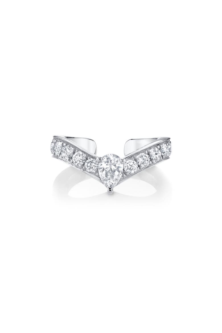 18k Gold Diamond Curved Ear Cuff, Main, color, 18K WHITE GOLD