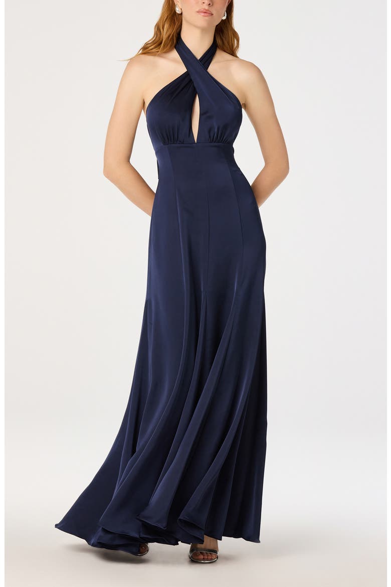 Desire Halter Maxi Gown, Alternate, color, NAVY