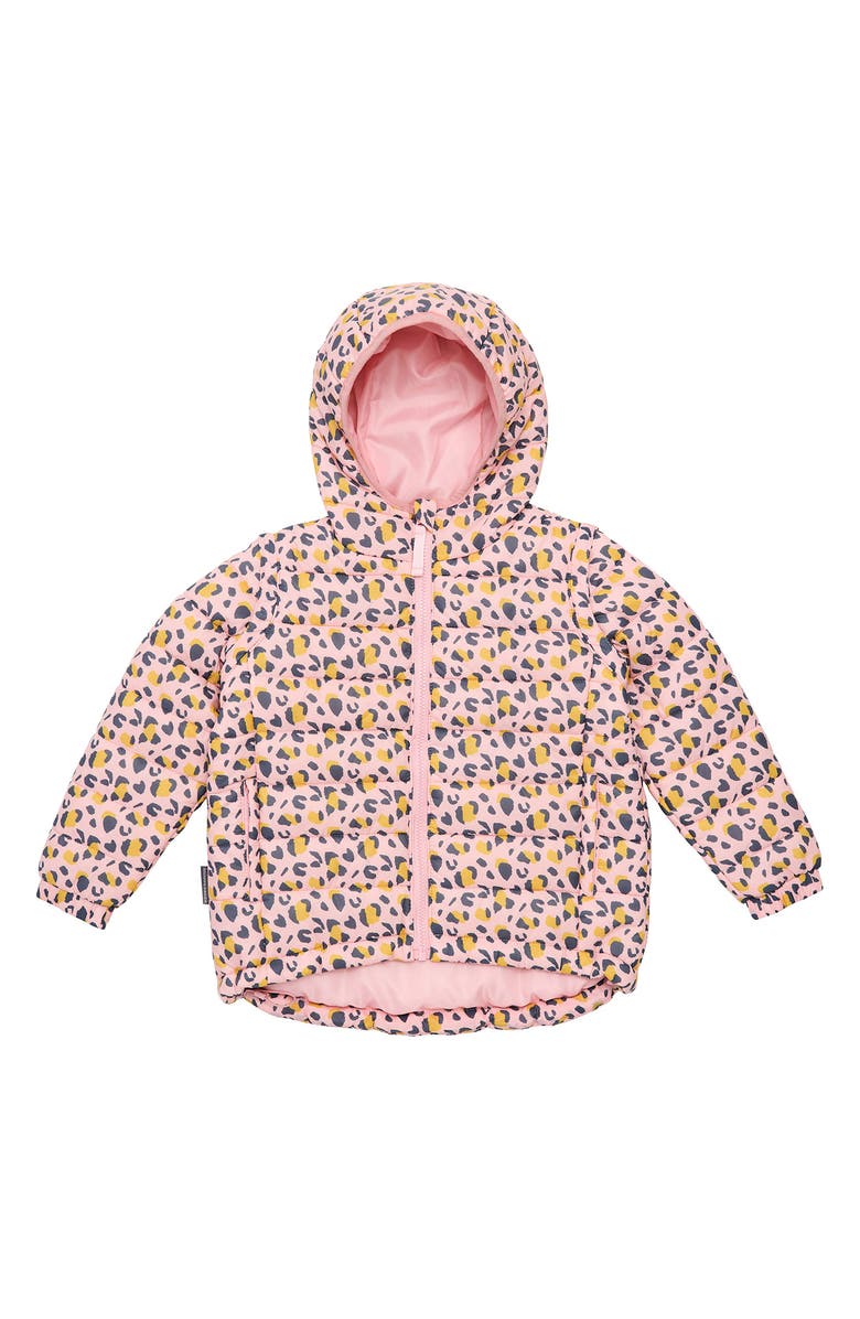 Snapper Rock Kids' Leopard Love Water Repellent 2-in-1 Puffer Jacket, Main, color, Pink