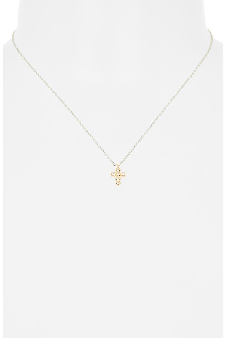 Two-Tone Crystal Cross Pendant Necklace, Alternate, color, GOLD/ SILVER