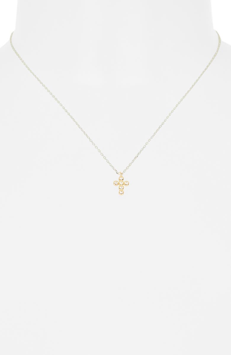 ARGENTO VIVO Two-Tone Crystal Cross Pendant Necklace, Alternate, color, Gold/ Silver