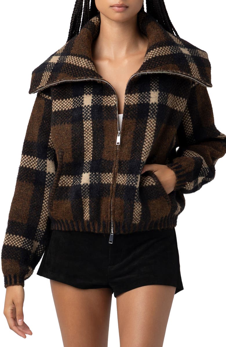 BLANKNYC Plaid Crop Sweater Jacket, Main, color, Prep-Academy