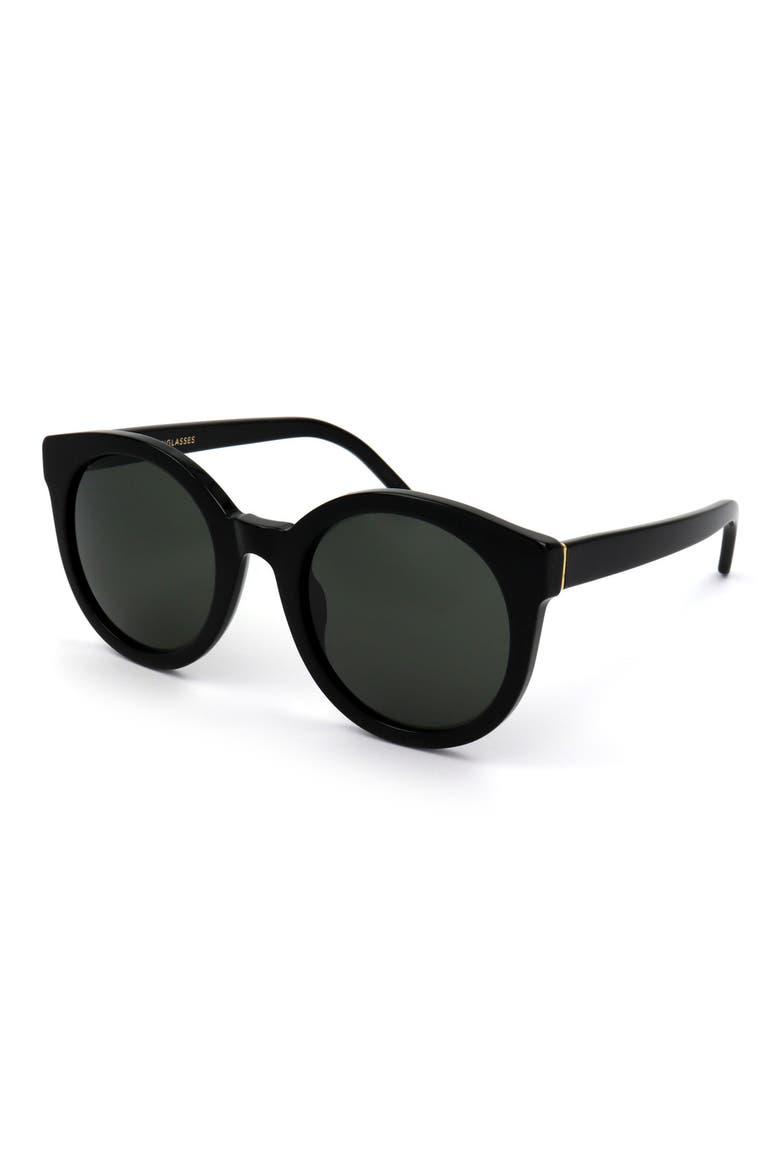 47mm Round Sunglasses, Alternate, color, BLACK