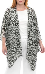 Nina Leonard Semi Sheer Open Front Topper
