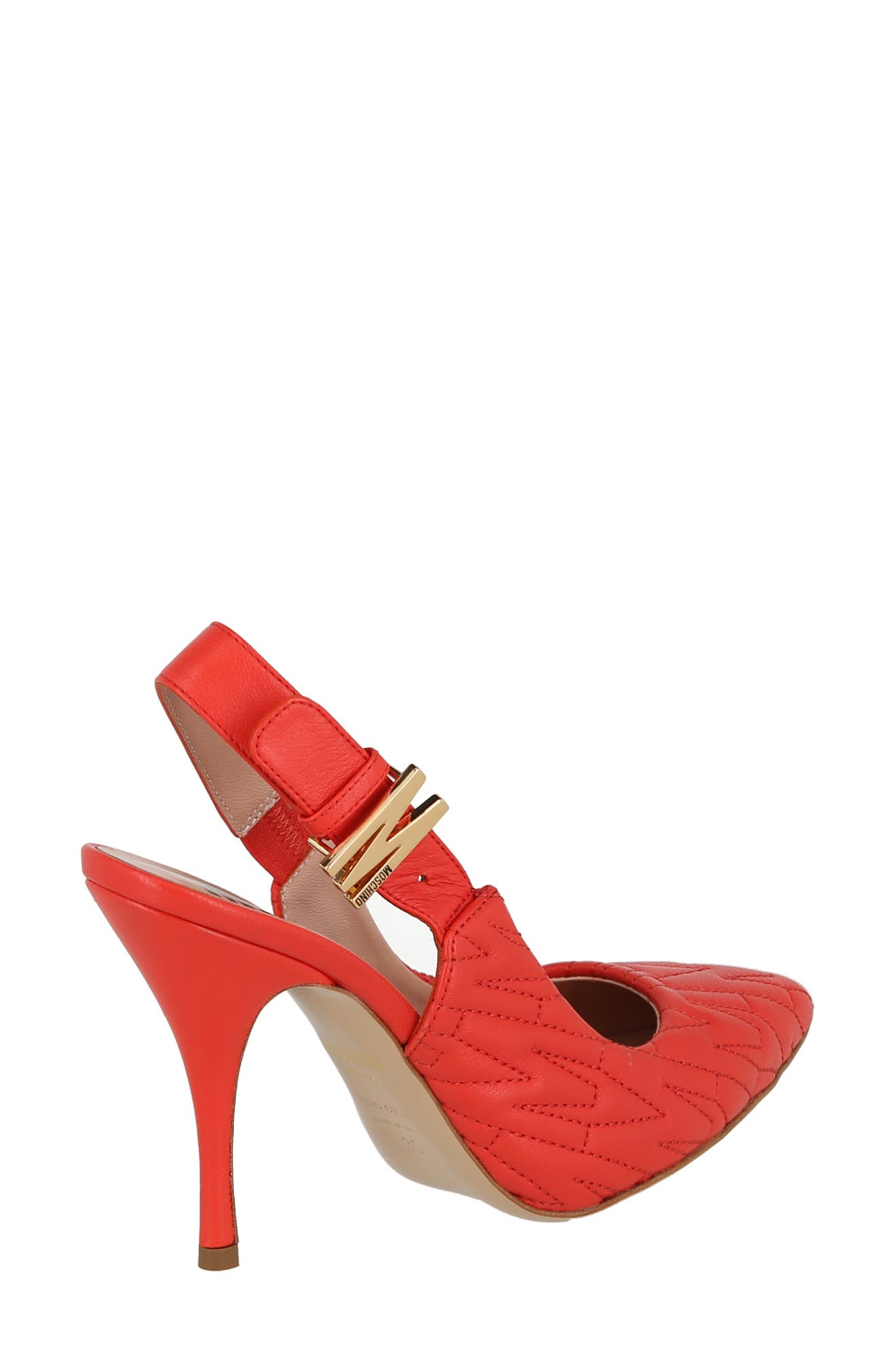 Moschino Logo Quilted Slingback Pump, Alternate, color, Orange