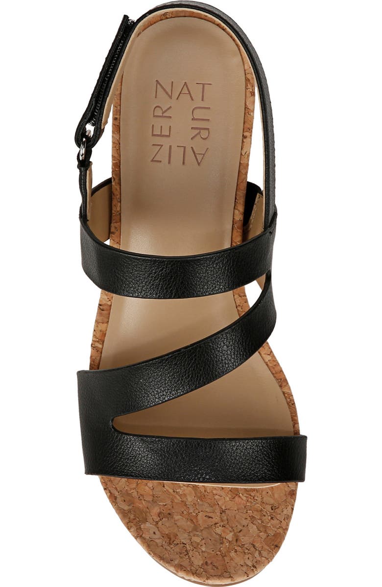 Naturalizer Adria Strappy Wedge Sandal, Alternate, color, Black Faux Leather