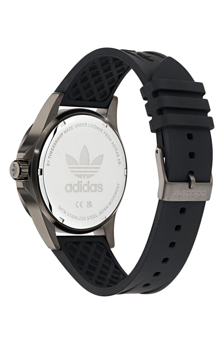 adidas Expression One Silicone Strap Watch, 44mm, Alternate, color, Black
