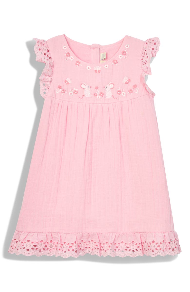 JOJO MAMAN BEBE Embroidered Ruffle Cotton Dress, Sun Hat & Bloomers Set, Alternate, color,
