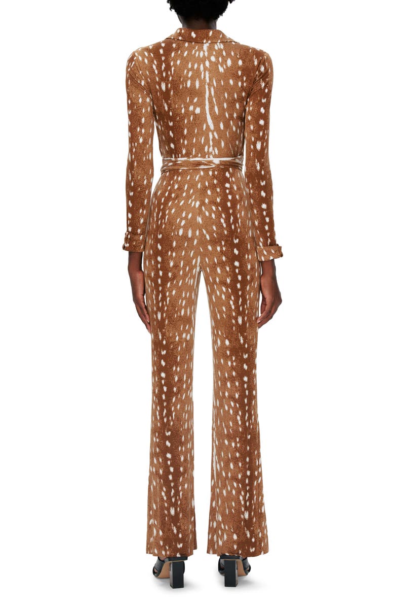 DVF Michele Fawn Print Long Sleeve Jumpsuit, Alternate, color, 