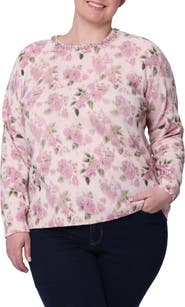 MINNIE ROSE Rhinestone Embellished Crewneck Cotton & Cashmere Sweater