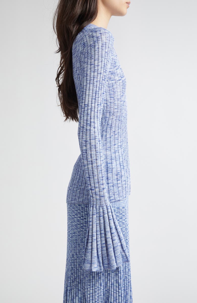 Zimmermann Hypnotic Bell Sleeve Mouliné Rib Sweater, Alternate, color, Blue Multi