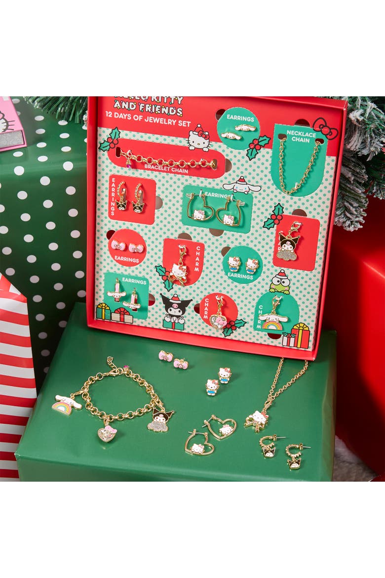 Advent Calendar 12-Piece Jewelry Set with Earrings, Charms, and Bracelets, Alternate, color, Multicolor