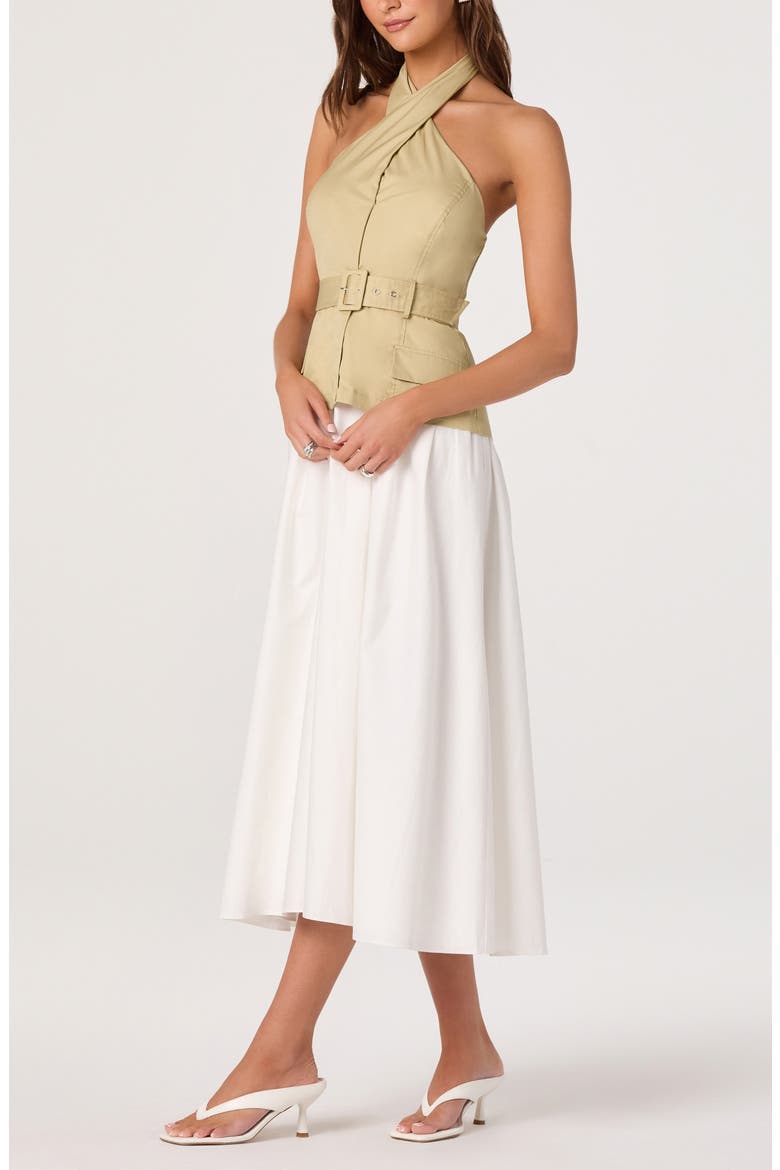 Aleda Halter Neck Cotton Midi Dress, Alternate, color, KHAKI