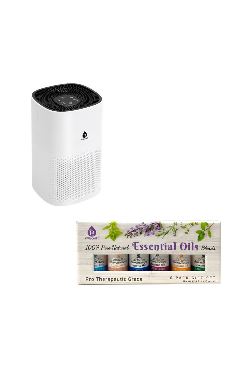 HEPA Air Purifier & 6-Pack Essential Oils, Main, color, Multicolor