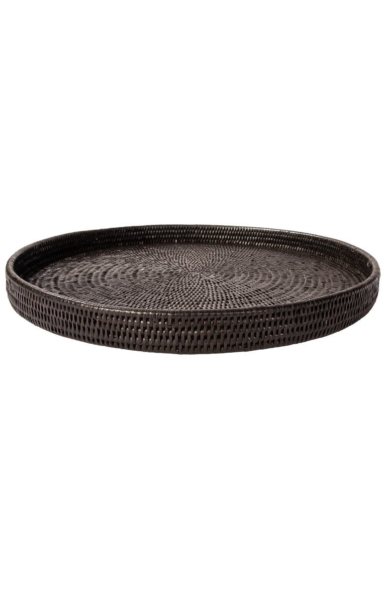 Artifacts Trading Company<sup>™</sup> Artifacts Rattan Round Serving / Ottoman Tray, Alternate, color, Tudor Black
