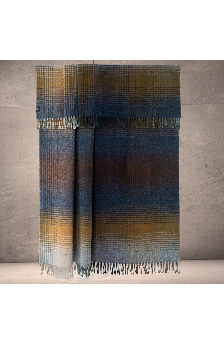 Prince of Scots Highland Tweeds Shetland Lambswool Ombre Throw, Alternate, color, Blue
