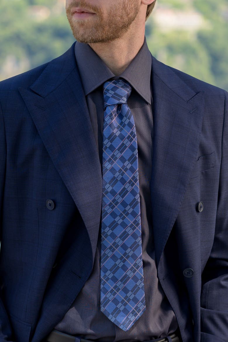 Moscato - Extra Long Silk Jacquard Tie for Men, Alternate, color, Dark Blue