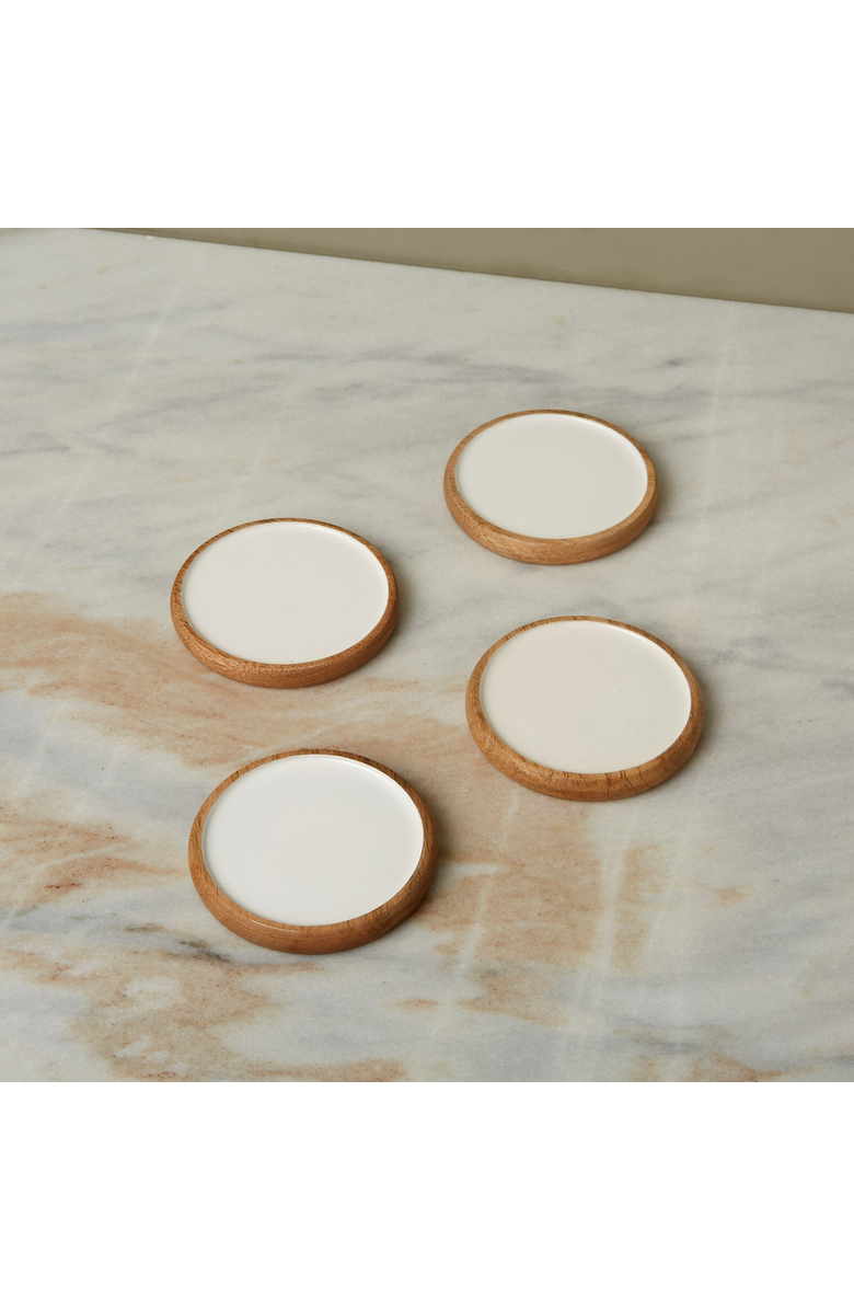 Be Home Madras Curva Round Coasters - Set of 4, Alternate, color, Natural