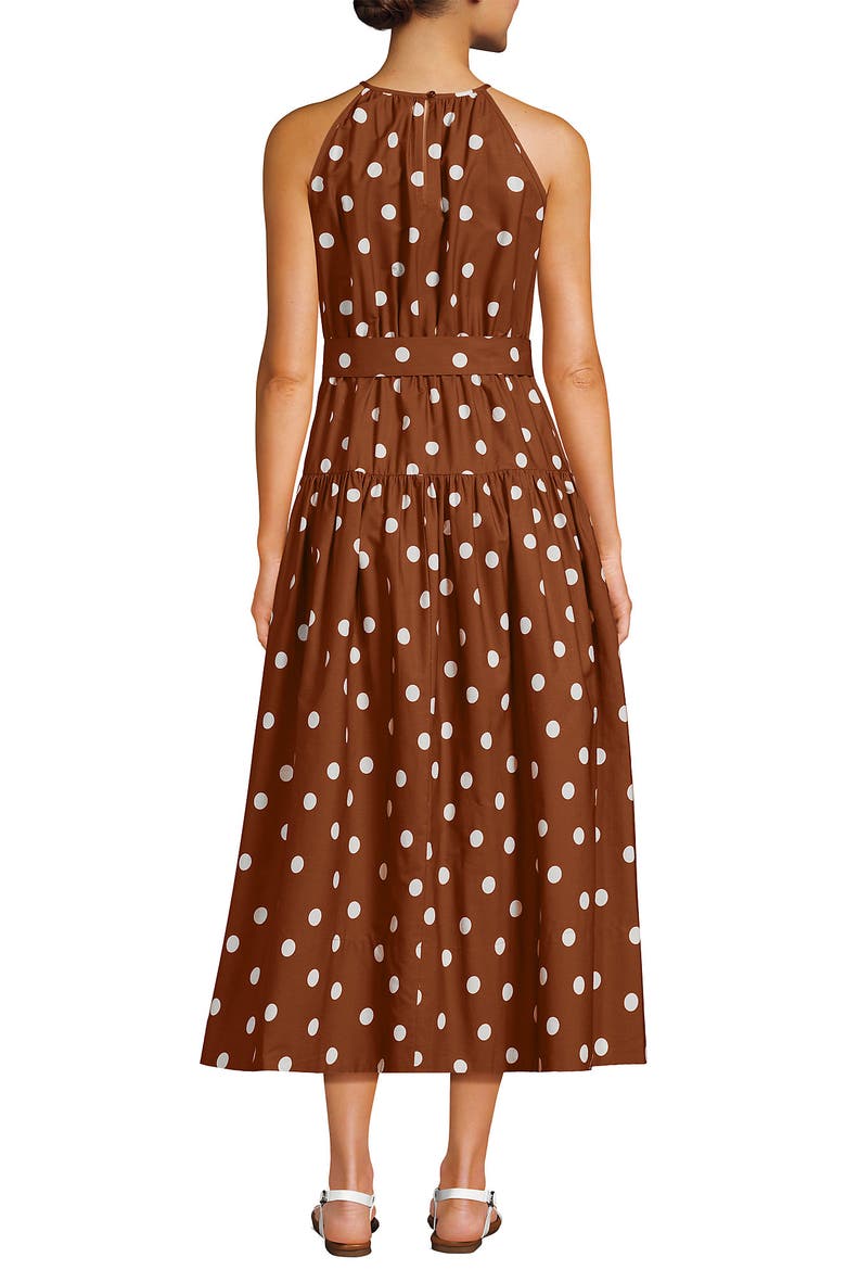 Poplin Halter Midi Dress, Alternate, color, Rich Ginger Brown Dot