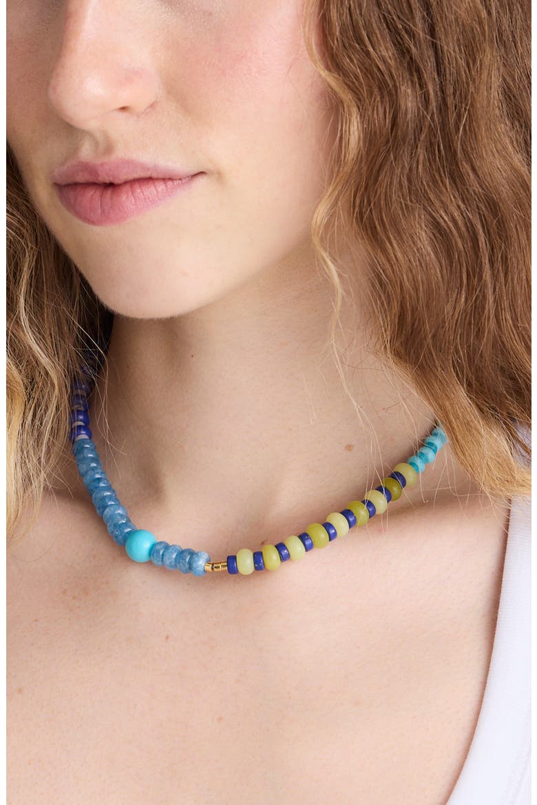 Semiprecious Beaded Choker Necklace, Alternate, color, CLASSIC INDIGO
