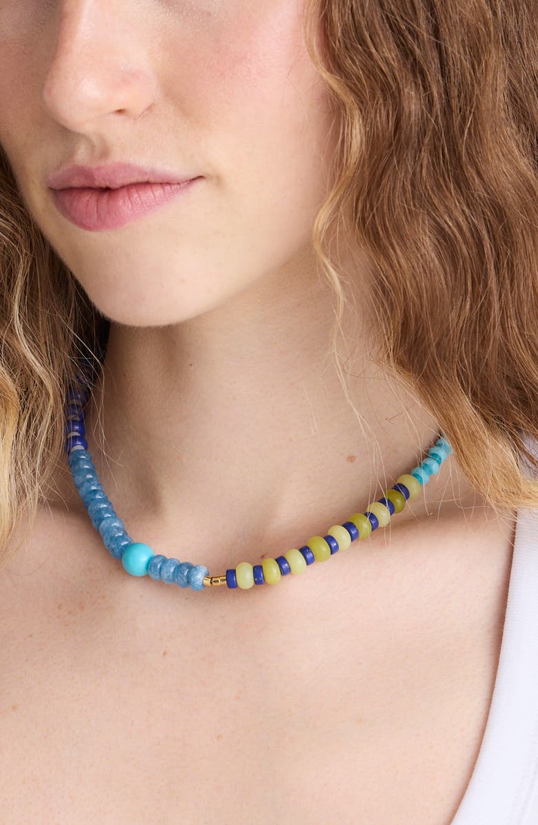 Madewell Semiprecious Beaded Choker Necklace, Alternate, color, Classic Indigo
