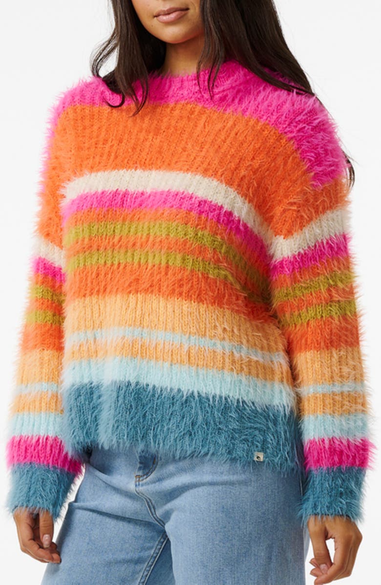 Rip Curl Hibiscus Heat Stripe Sweater, Main, color, 