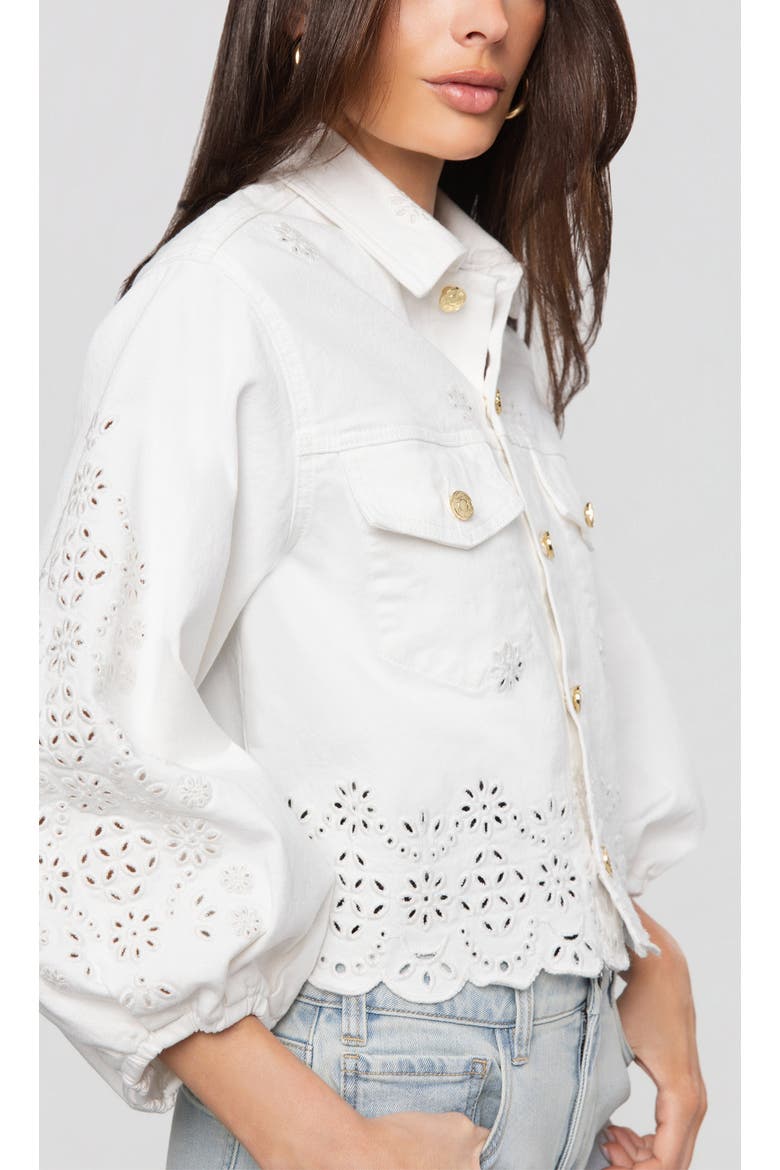 Lumere Embroidered Denim Jacket, Alternate, color, White/Grey Blue